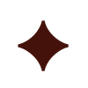 A dark brown, four-pointed star-shaped graphic on a solid white background.