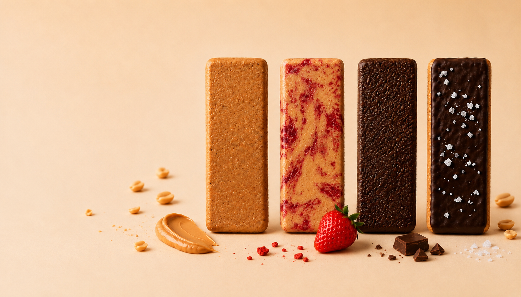 all four ntty handcrafted protein bars made with simple, real ingredients