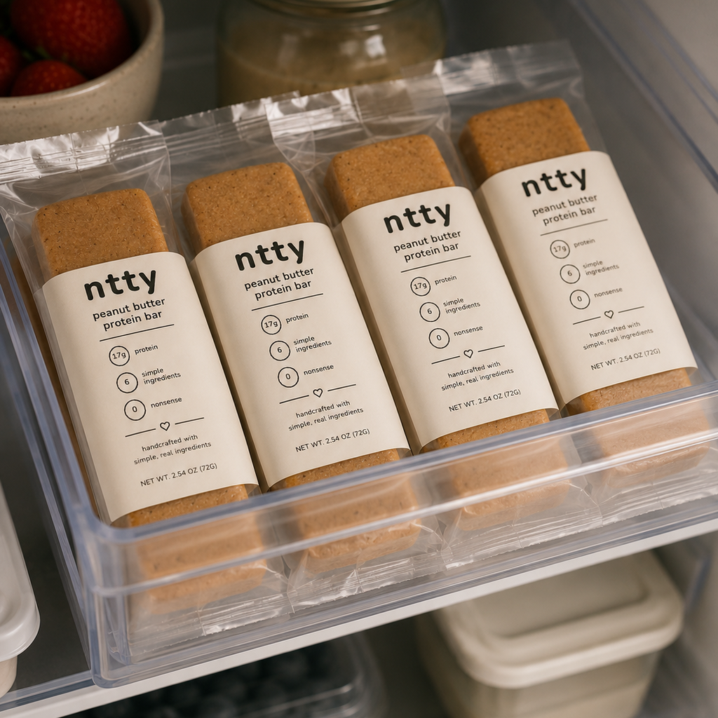 refrigerated ntty peanut butter protein bars made with simple, real ingredients