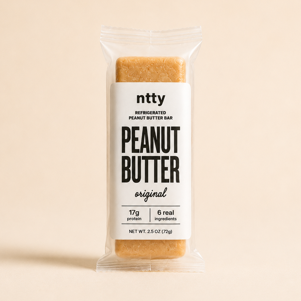 A packaged ntty refrigerated peanut butter bar.