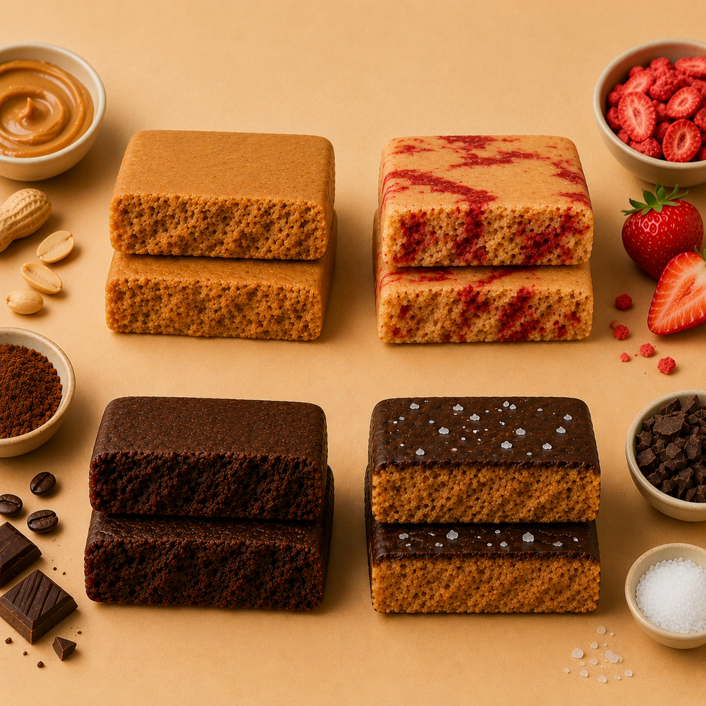ntty refrigerated protein bar variety pack and the ingredients