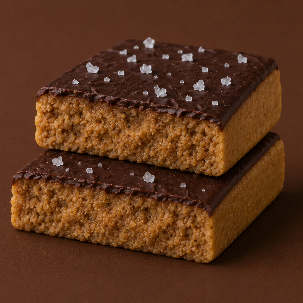 cut ntty sea salt chocolate protein bar showing interior