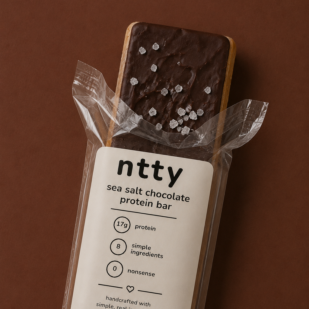 unwrapped ntty sea salt chocolate protein bar