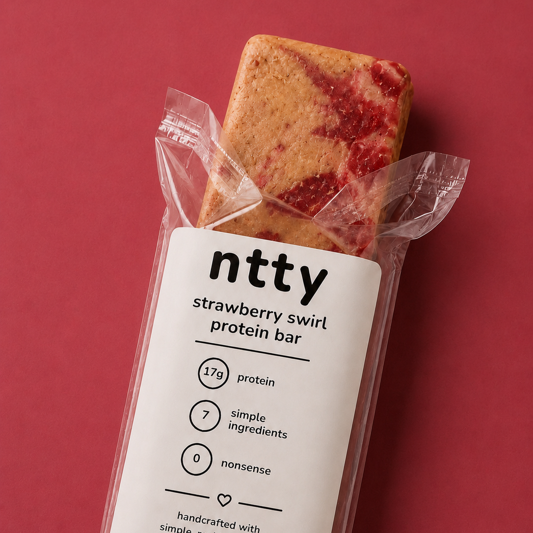 unwrapped ntty strawberry swirl protein bar